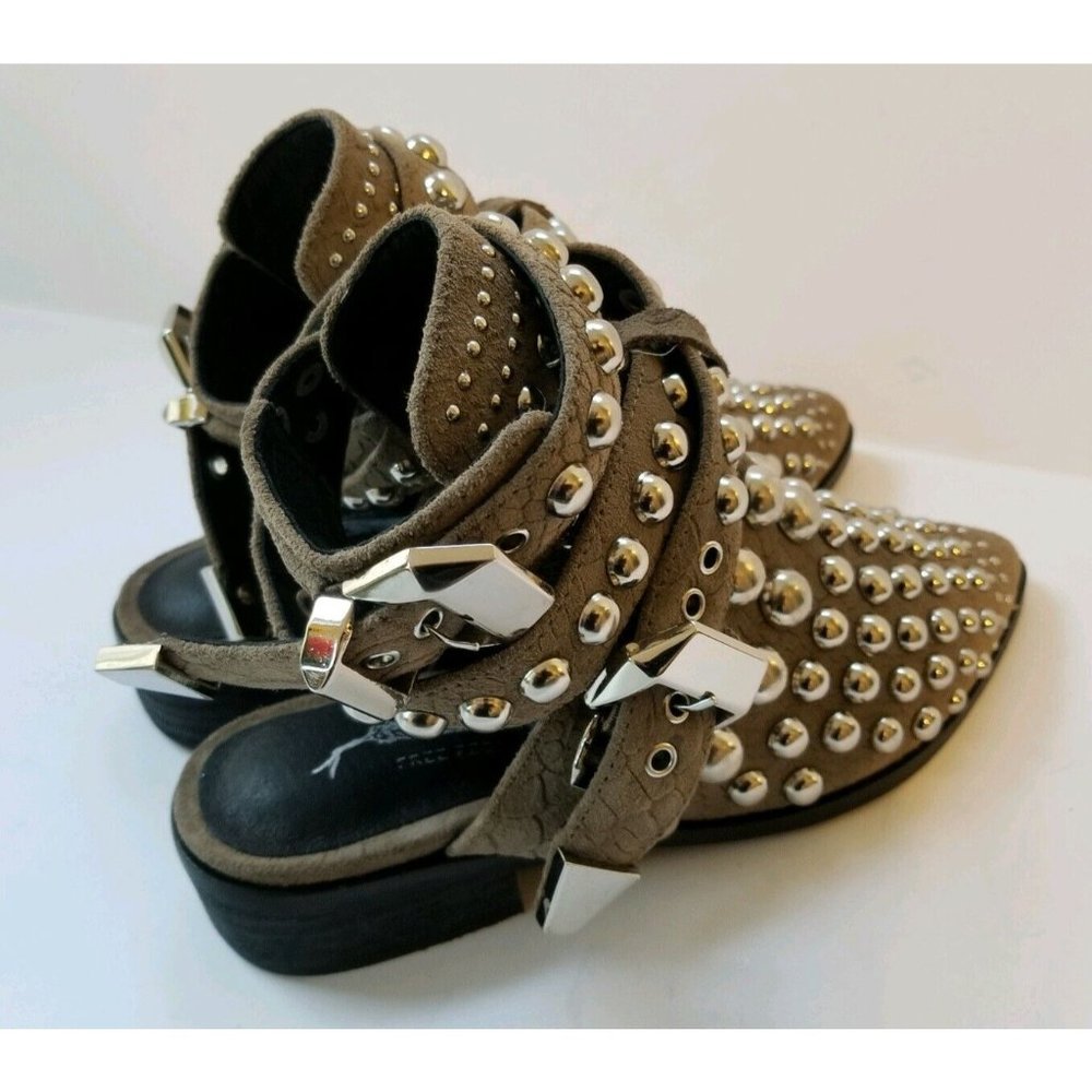 Free People Jeffrey Campbell Milano Stud Boot Snake Slide Flats Size 5 - Picture 3 of 6